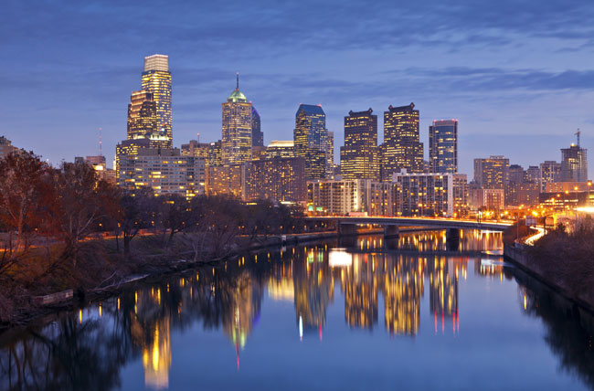 Philadelphia skyline at night
